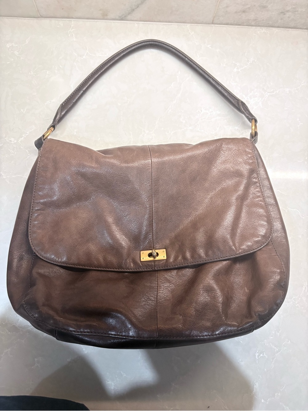 J Crew Classic Brown Leather Shoulder Bag - Unbranded